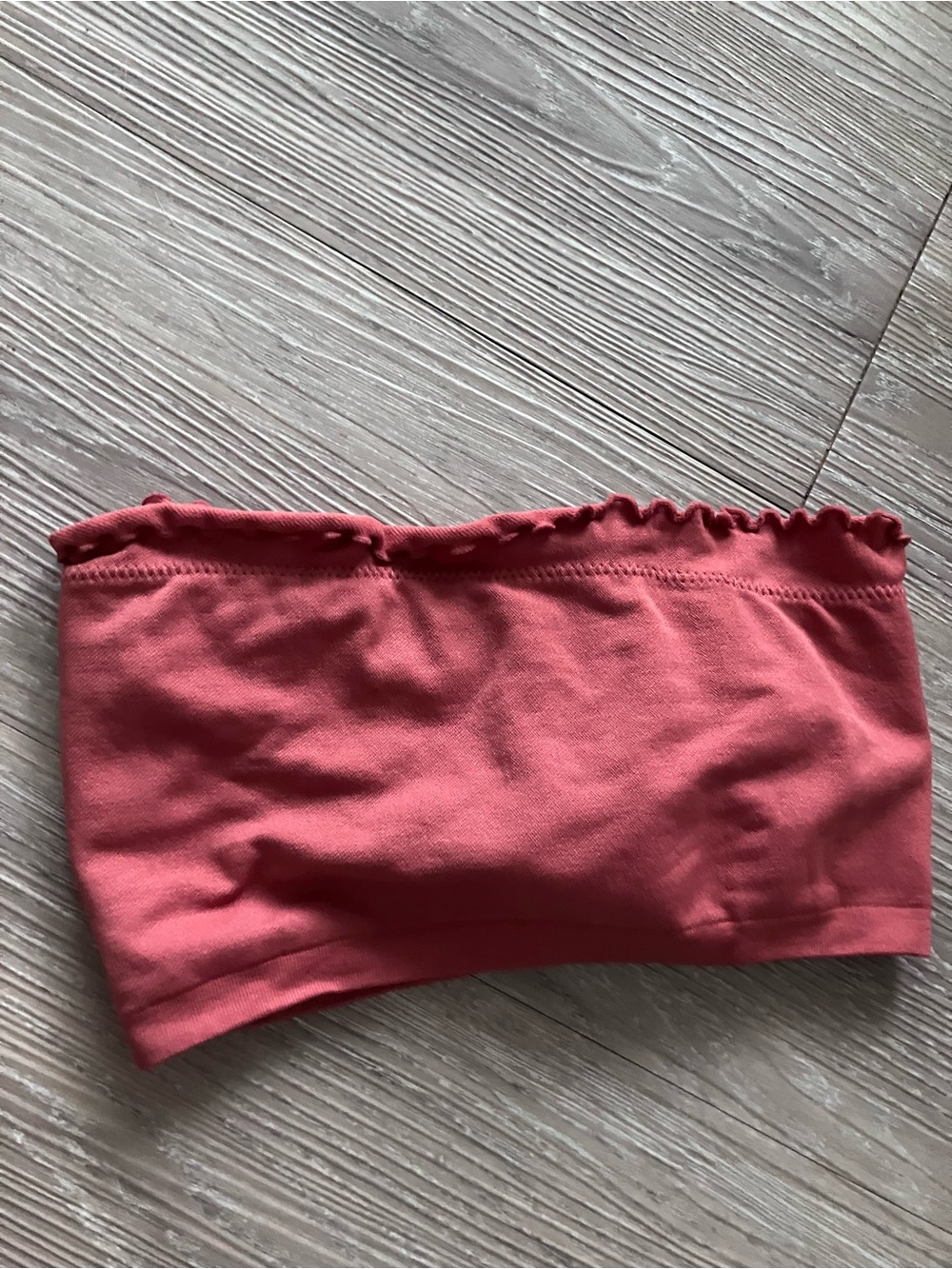 Stretch Ruffle Tube Top in rust